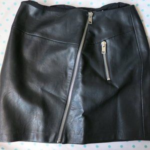 High Waisted Pleather Mini Skirt with Zippers